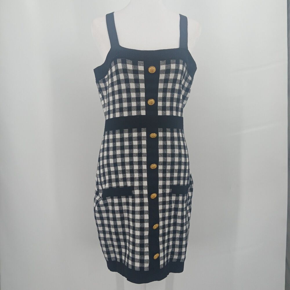 womans Coco and Shay size large black and white houndstooth dress classic y2k
